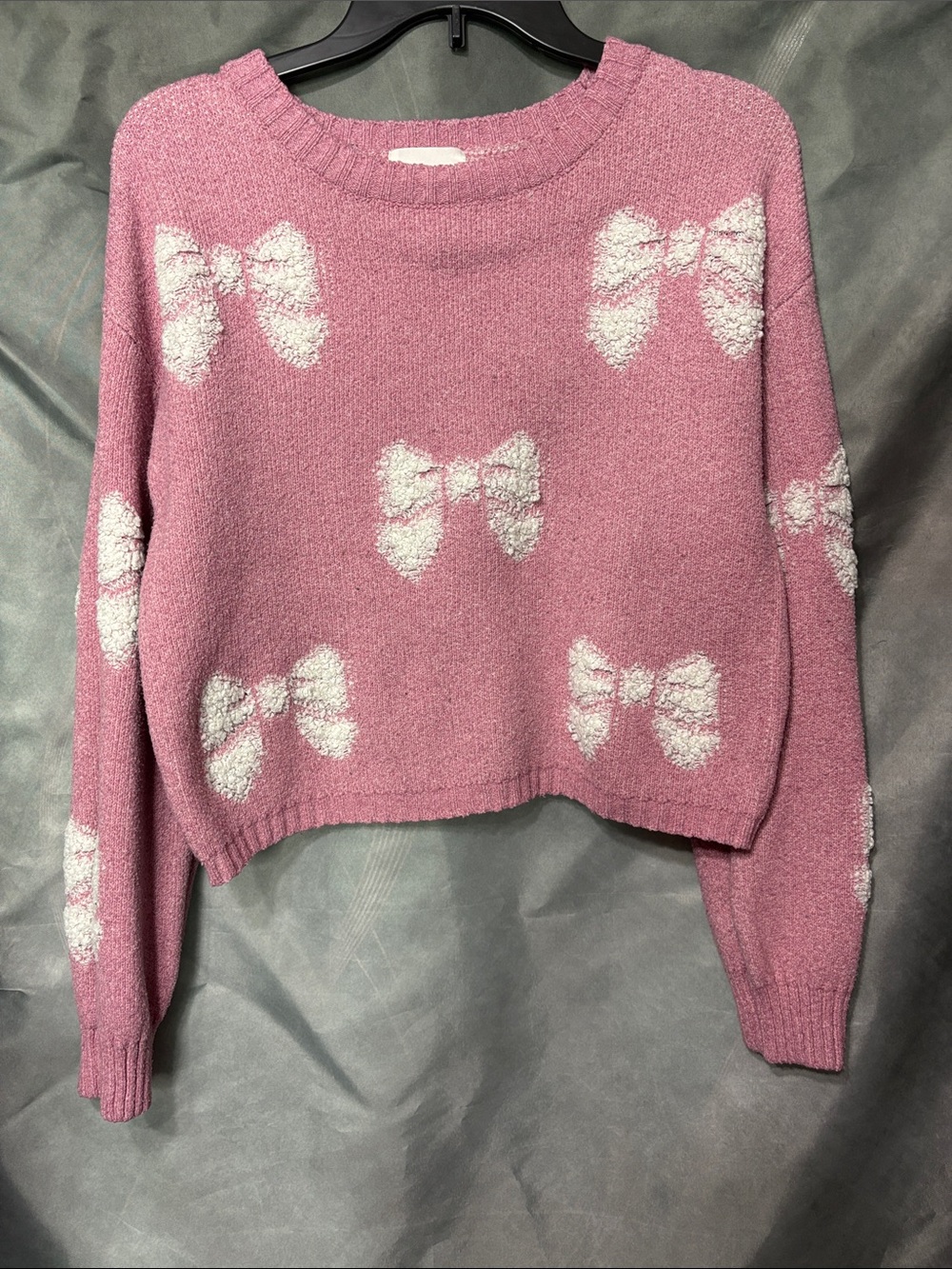 Women's Pink Bow Crewneck Sweater